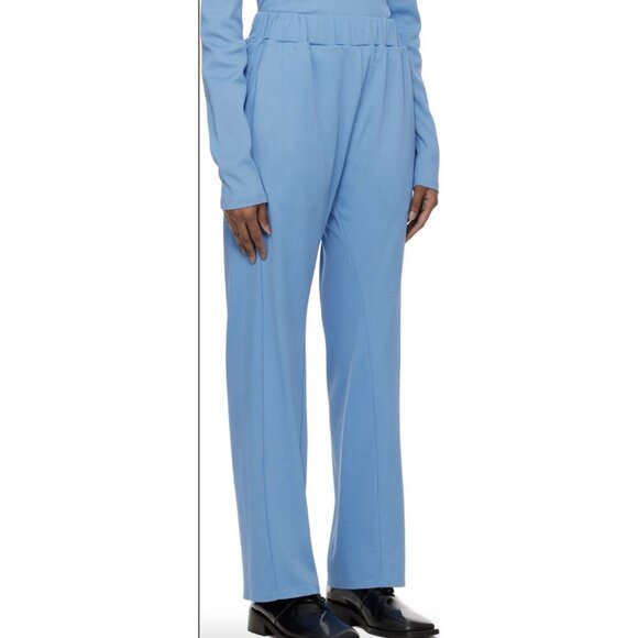 BIANCA SAUNDERS Light Blue Three-Pocket Lounge Pants Minimalist Quiet Luxury - Picture 1 of 14